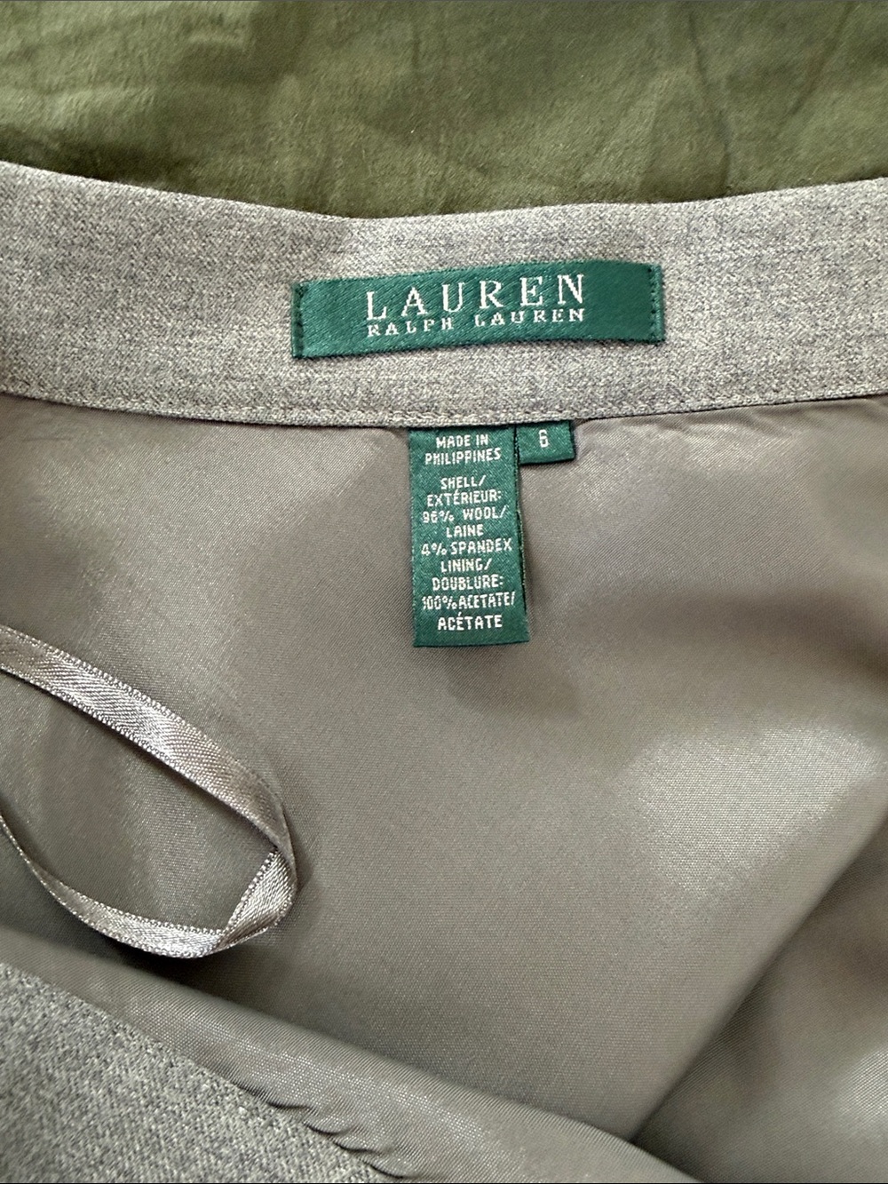 Lauren Ralph Lauren Gray Wool Blend A-Line Midi Skirt - Picture 4 of 5